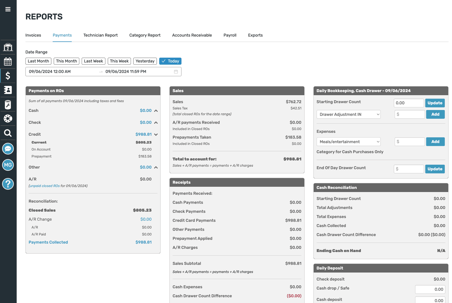 software with a payment report