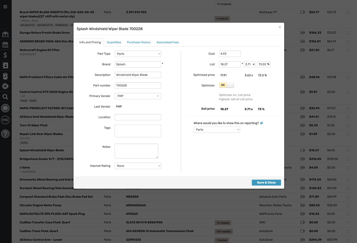 Auto Parts Optimizer Toggle